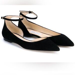 JIMMY CHOO - D’Orsay Suede Flats, Black, 38